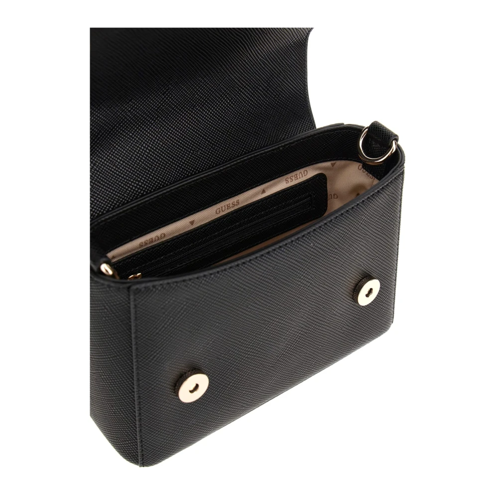 Guess Kleine Zwarte Satchel Tas met Rits Black Dames