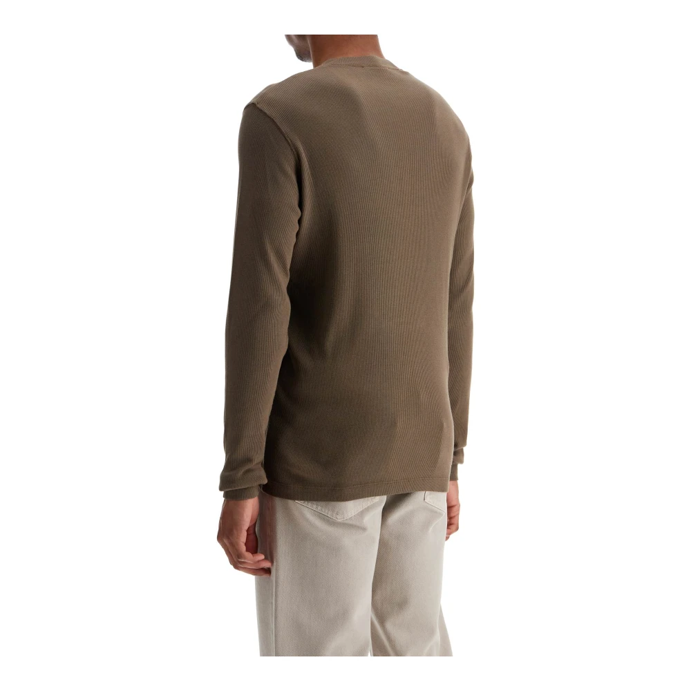 Tom Ford Mosgroene Henley T-shirt met knopen Green Heren