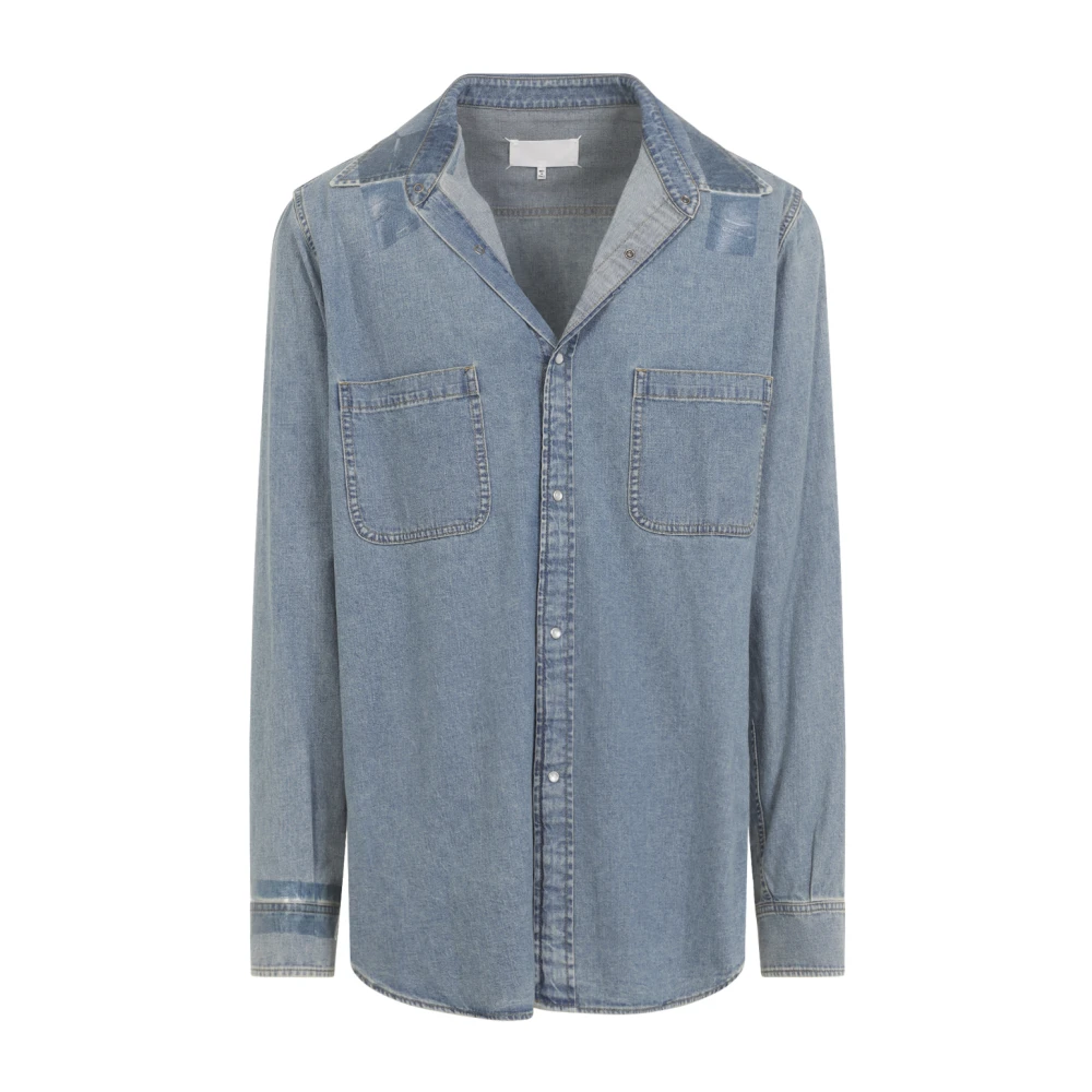 Maison Margiela Blue Denim Shirts, Male, Xl, Denim Shirt