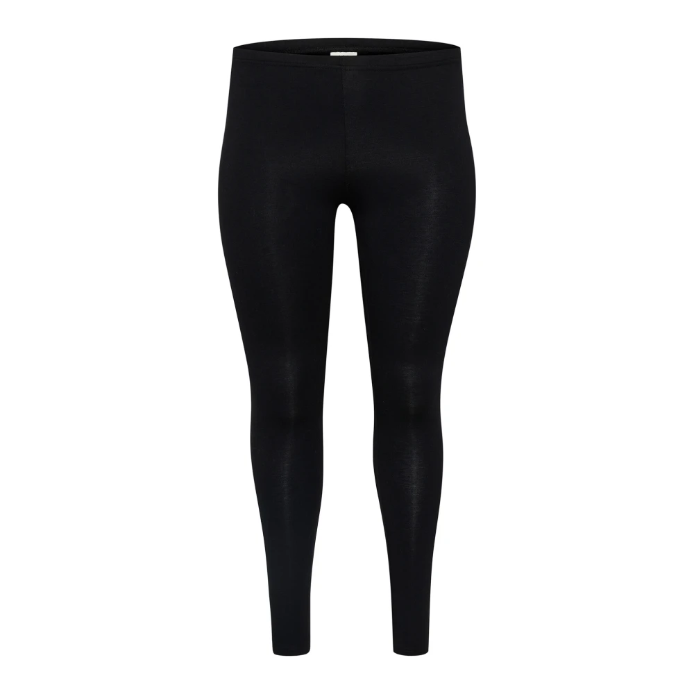 Kaffe Curve Zwarte diepe leggings met elastische tailleband Black Dames