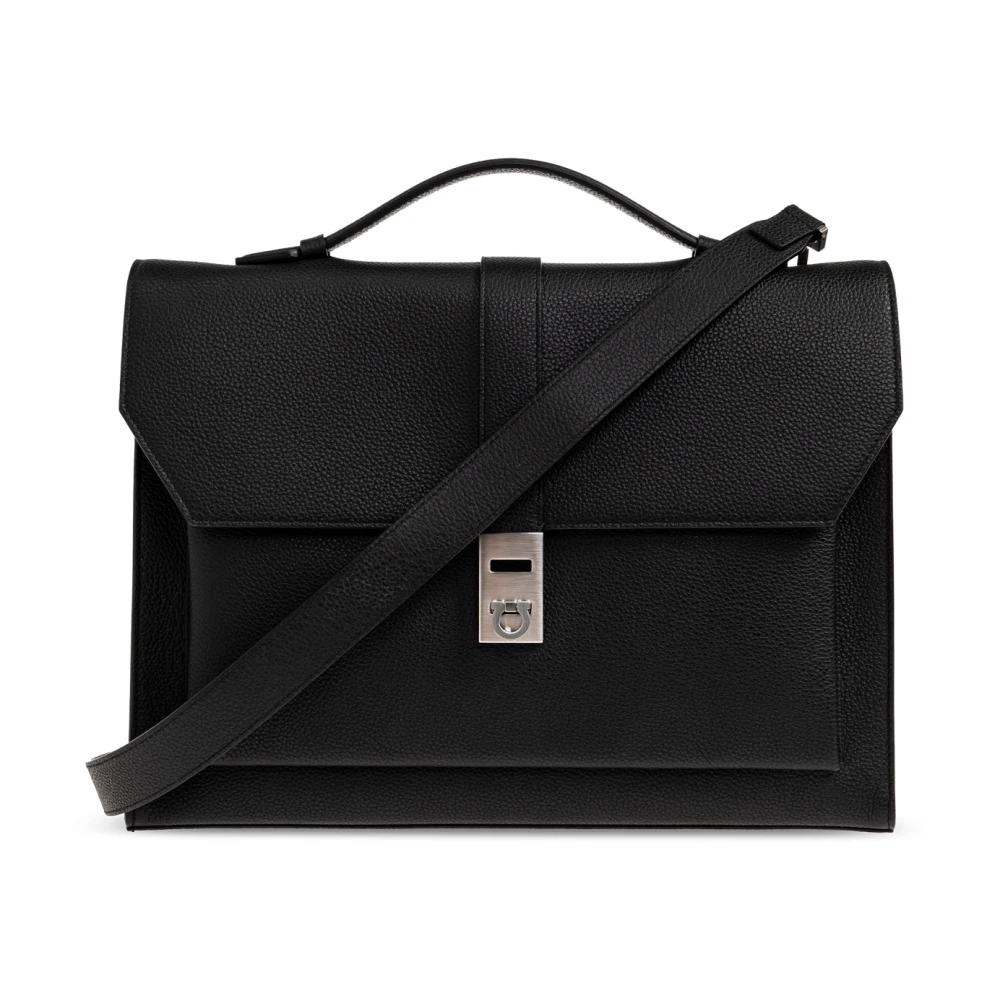 Ferragamo Uomo Nero Briefcase Fibbia Hug - Immagine 2