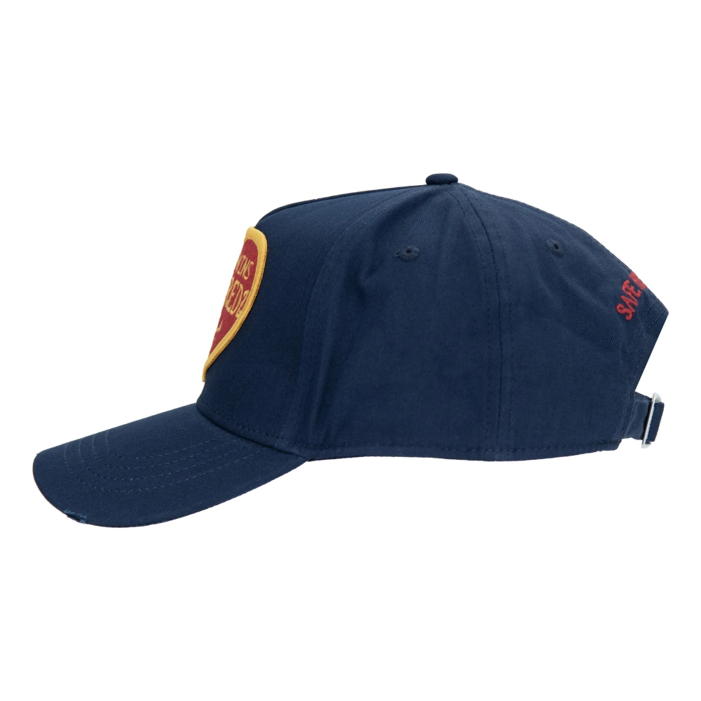 Dsquared2 Geborduurde baseballpet met gesp Blue Unisex