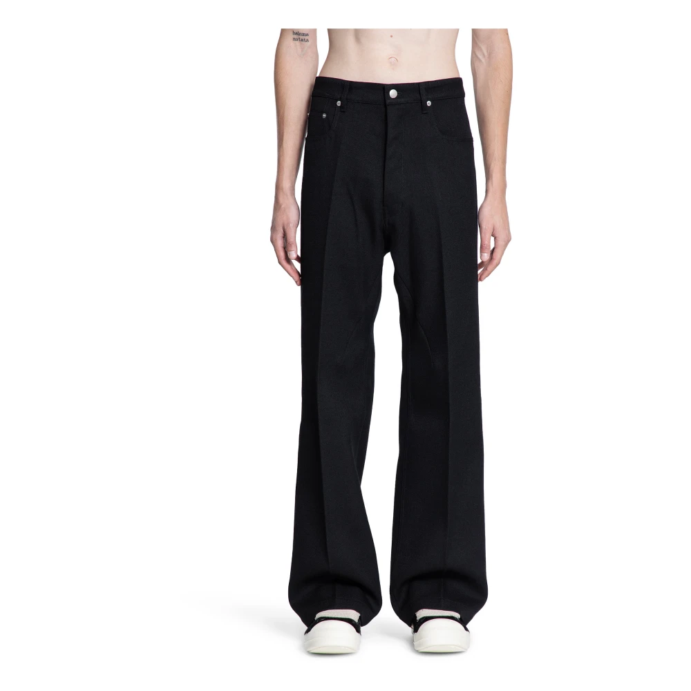 Rick Owens Men's Black Wide Trousers, W30, Geth Jeans