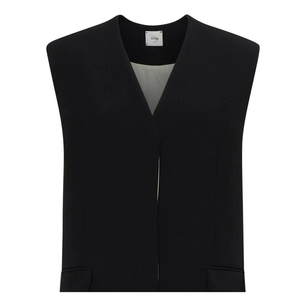 Alysi Zwarte Lange Vest voor Vrouwen Black Dames