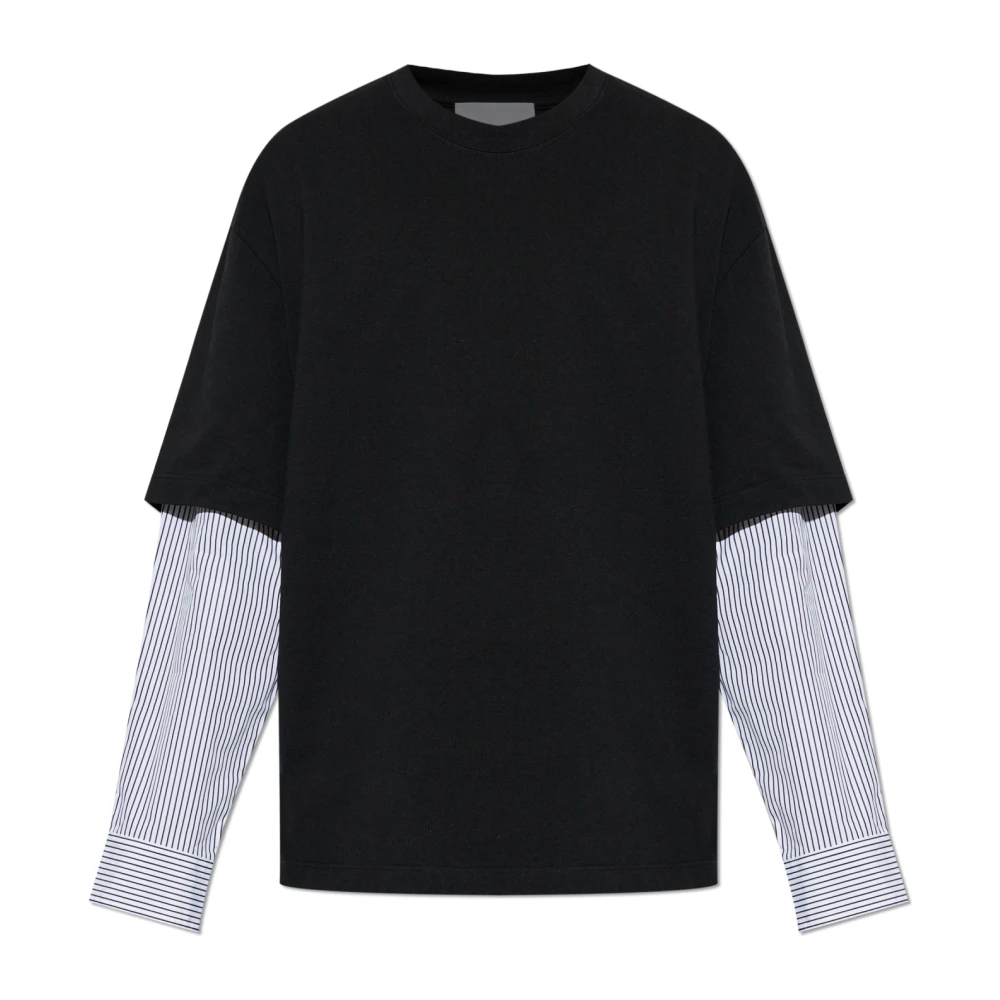 Jil Sander Hombre Negro - Camiseta De Manga Larga A Rayas - Tops - S - Camiseta De Manga Larga A Rayas