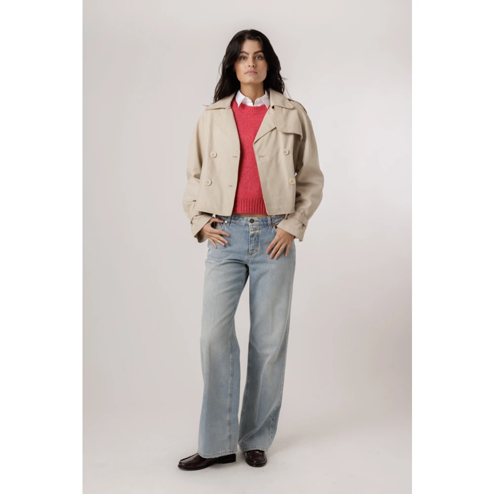 Alter Ego Off White Leren Jas Beige Dames