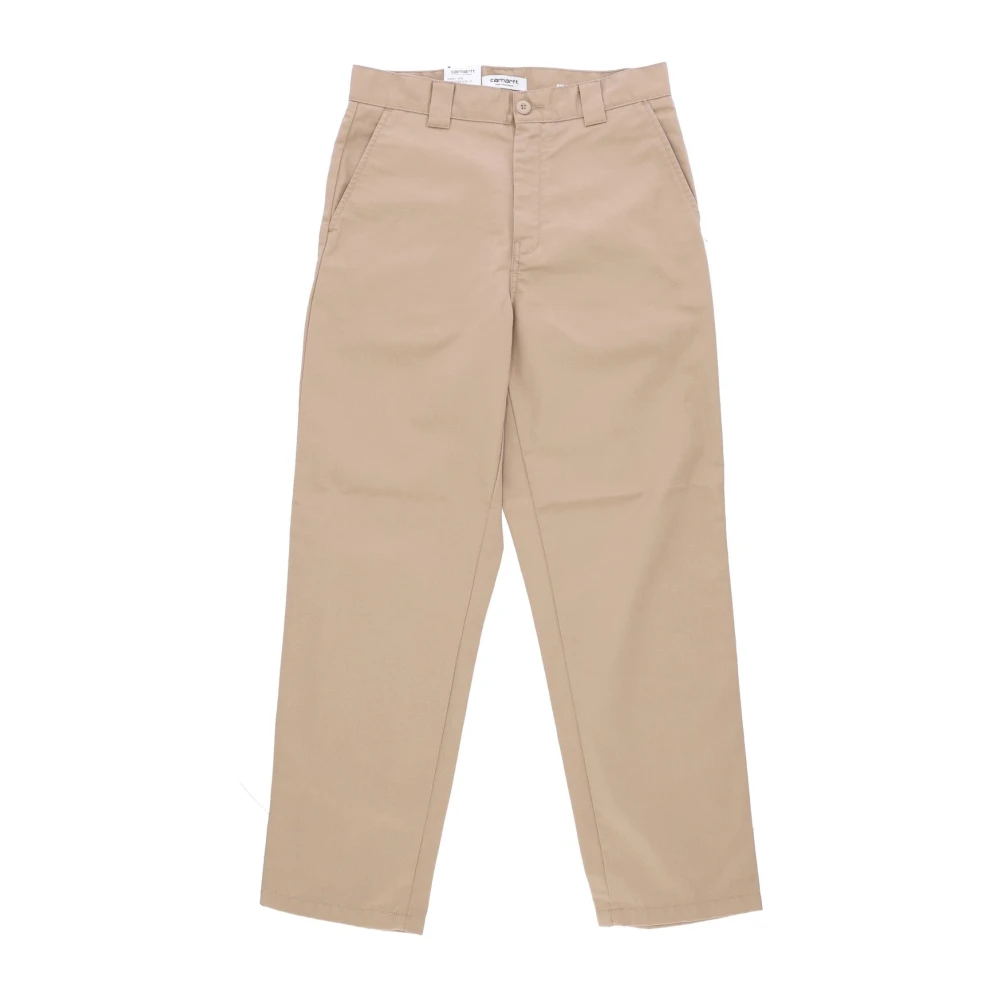 Carhartt WIP Leren Gewassen Dames Lange Broek Beige Heren