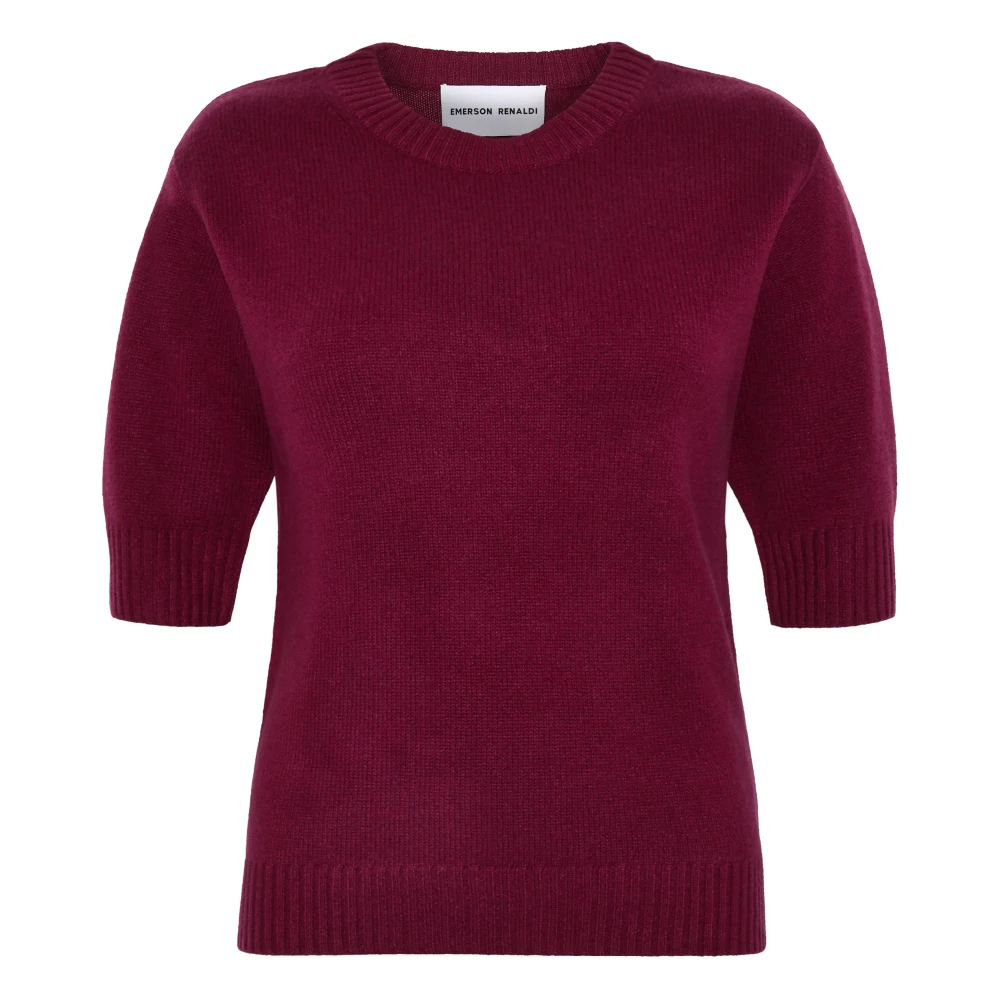 Emerson Renaldi Kasjmier Bordeaux Trui Halfmouw Ronde Hals Red Dames