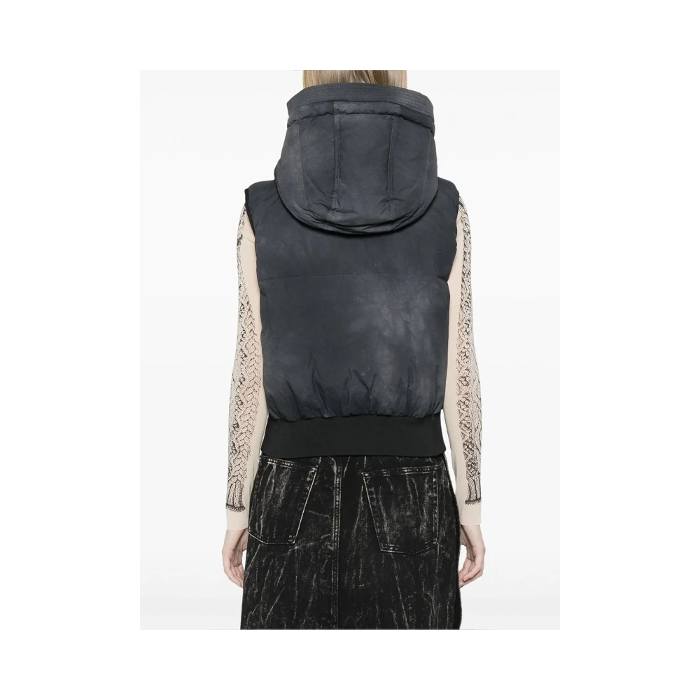 Diesel Gewatteerd Zwart Gilet met Capuchon Black Dames