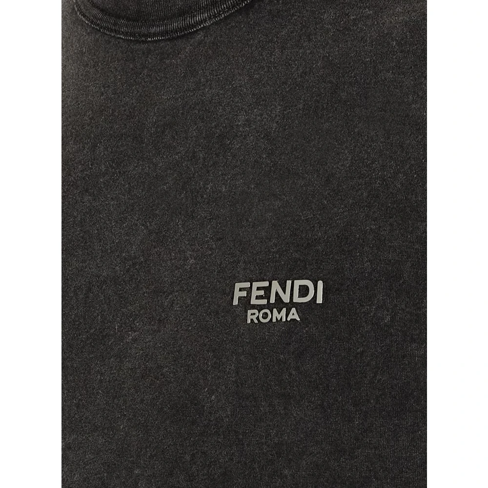 Fendi Zwarte Crew-Neck T-shirt gemaakt in Italië Black Heren
