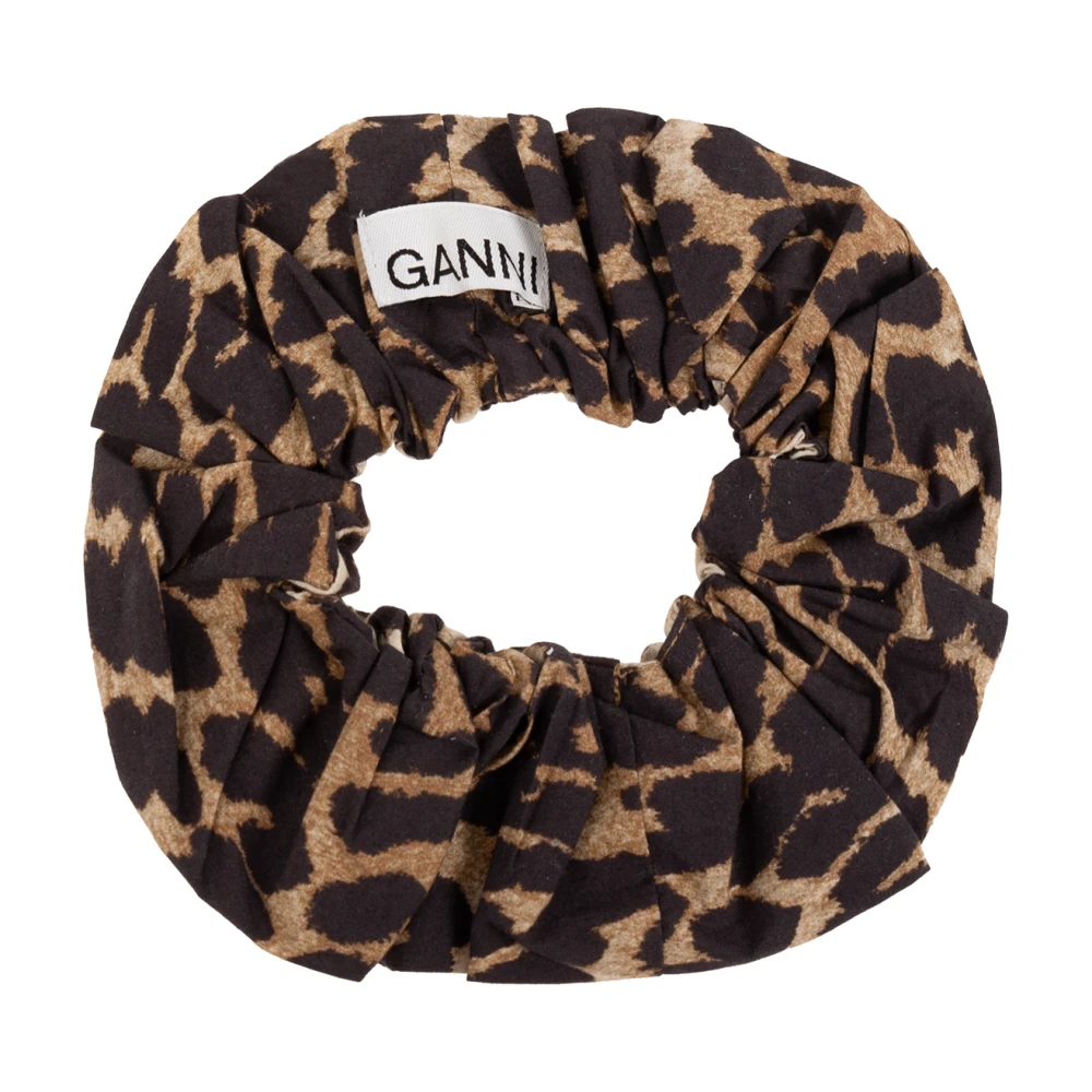Ganni Scrunchie met dierenmotief Brown Dames