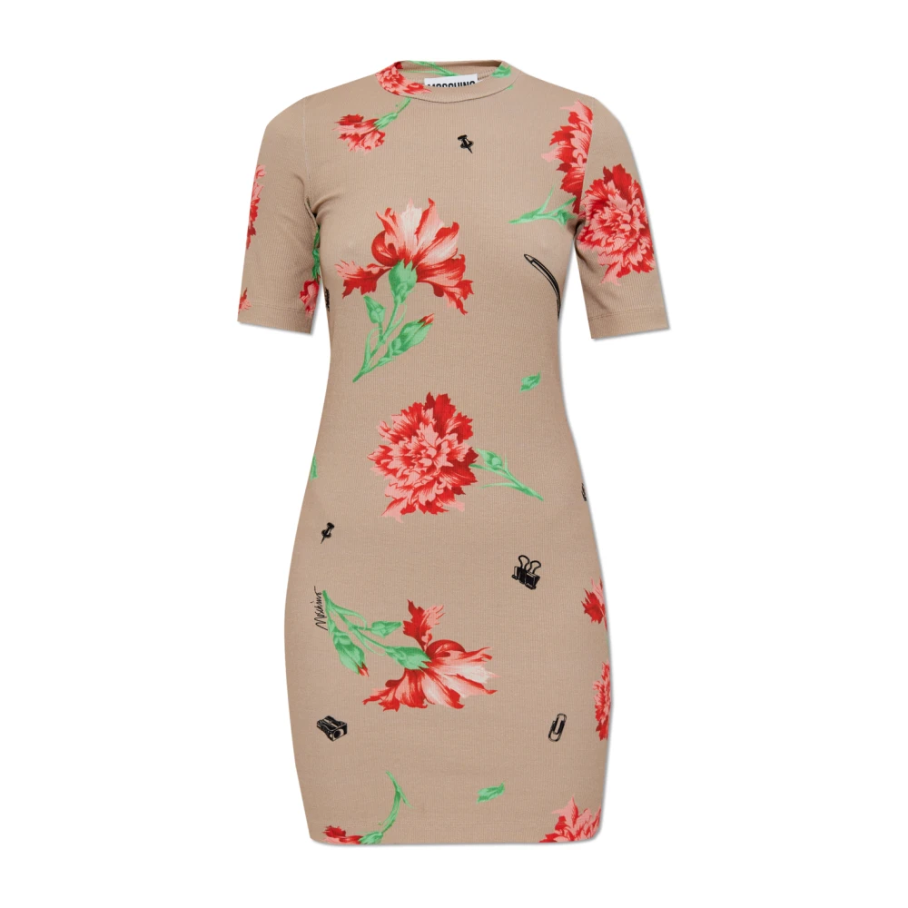 Moschino Jurk met bloemenpatroon Beige Dames