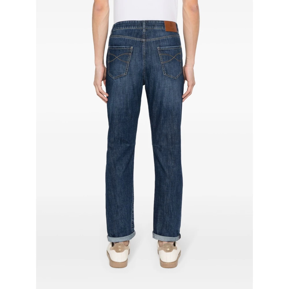 BRUNELLO CUCINELLI Blauwe Denim Broek voor Mannen Blue Heren