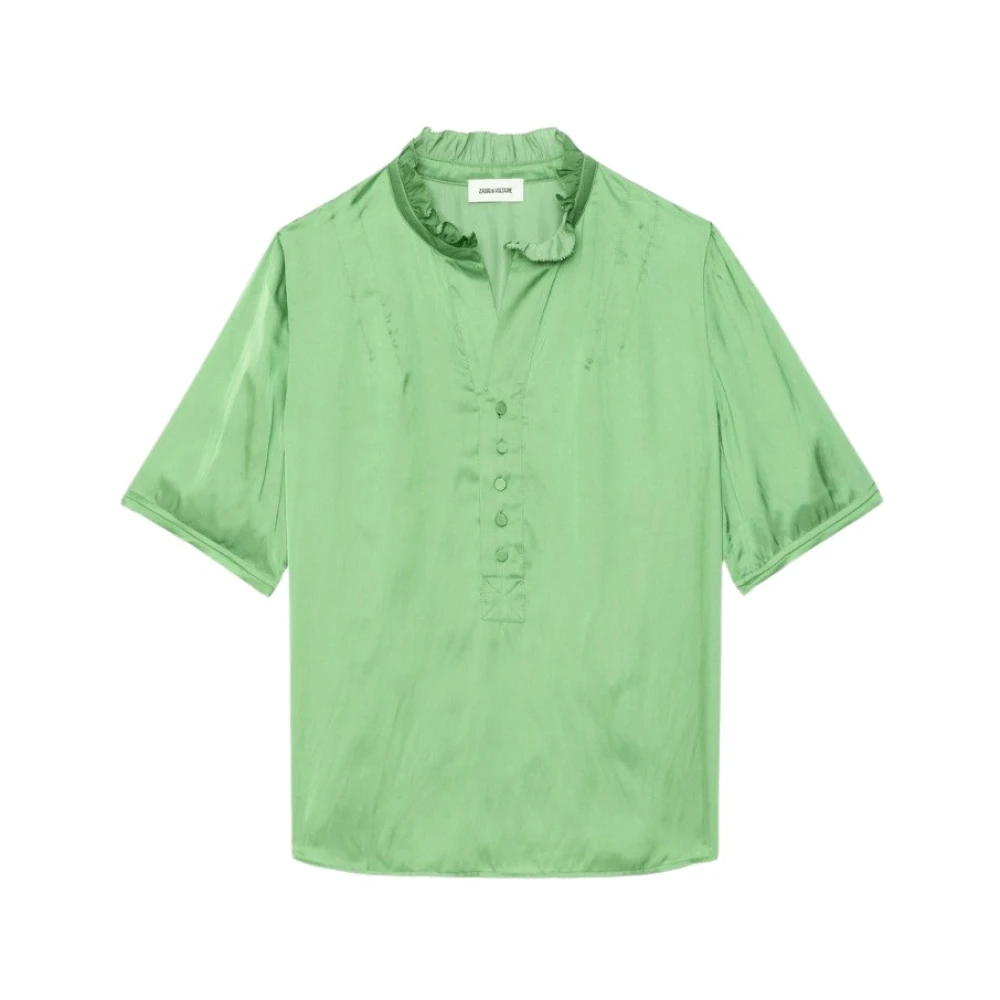 Zadig & Voltaire Women's Green Blouses, Xs, Topher Satin Top