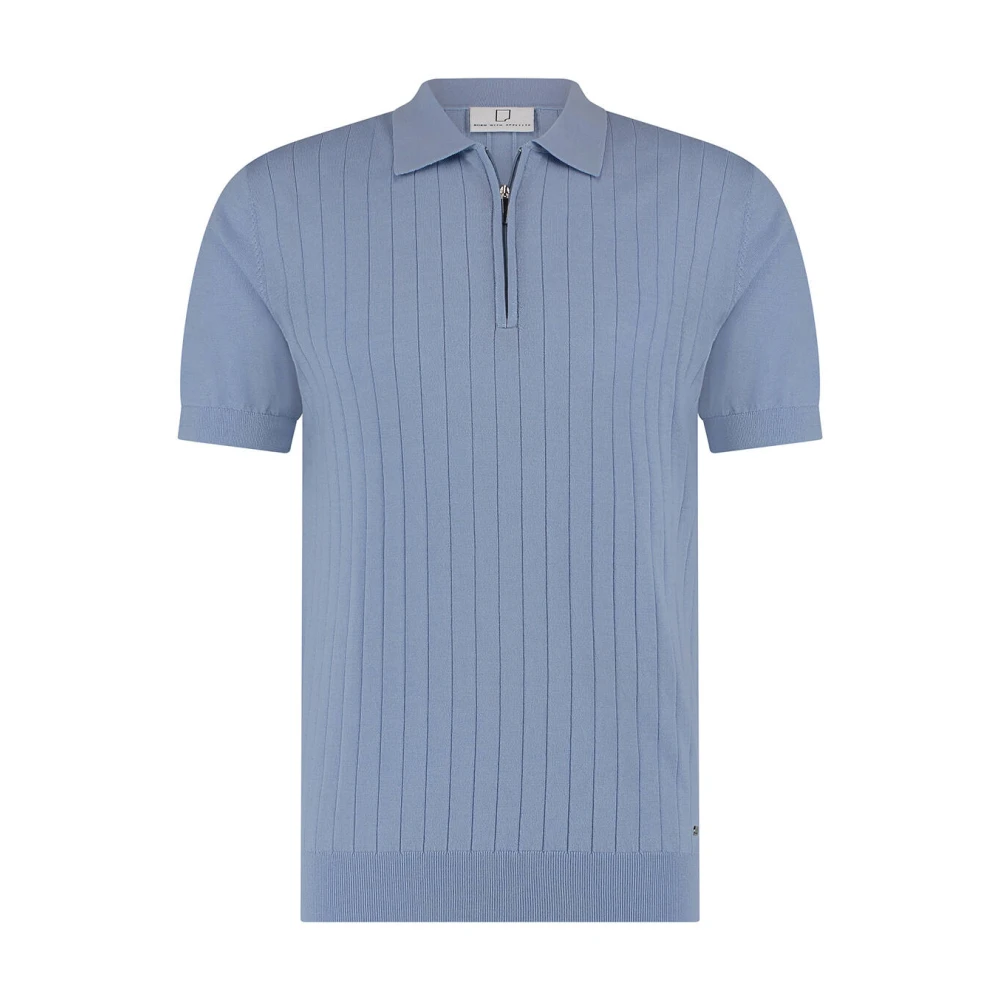 Born With Appetite Gebreide Polo Merino Korte Mouw Blue Heren