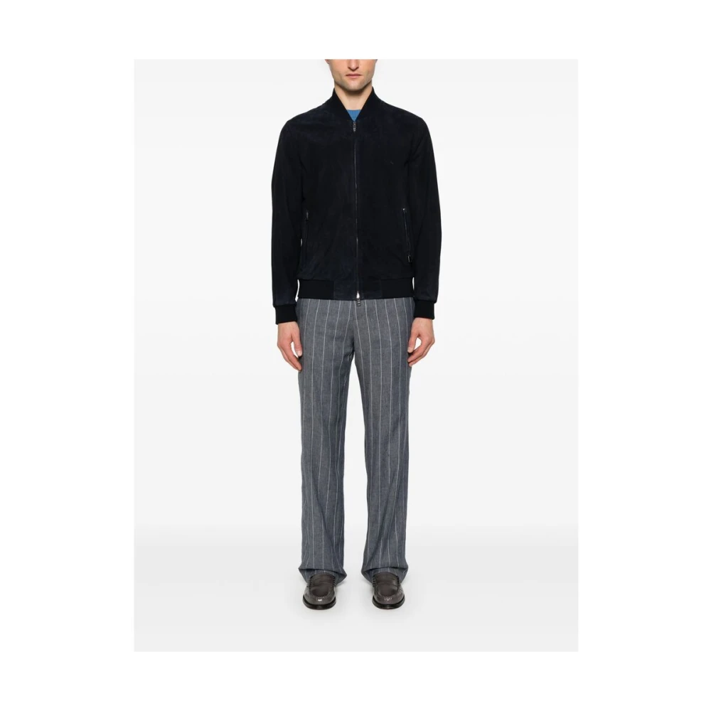 Brioni Navy Blauw Rits-Front Buitenkleding Blue Heren