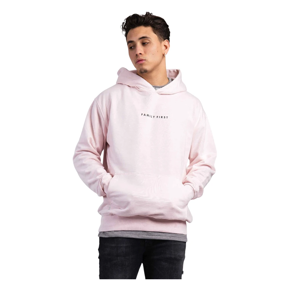 Family First Roze Box Logo Hoodie Pink Heren