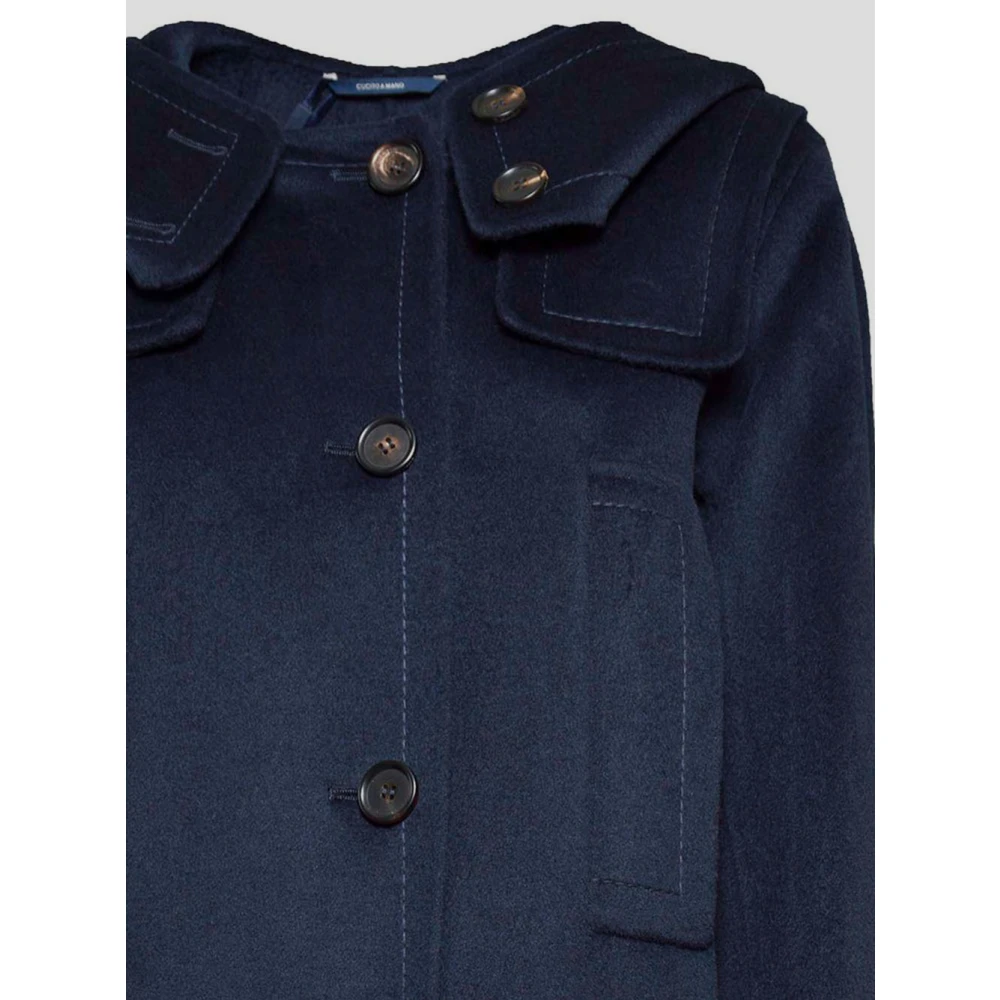 Max Mara Wollen Mont Jas Blue Dames