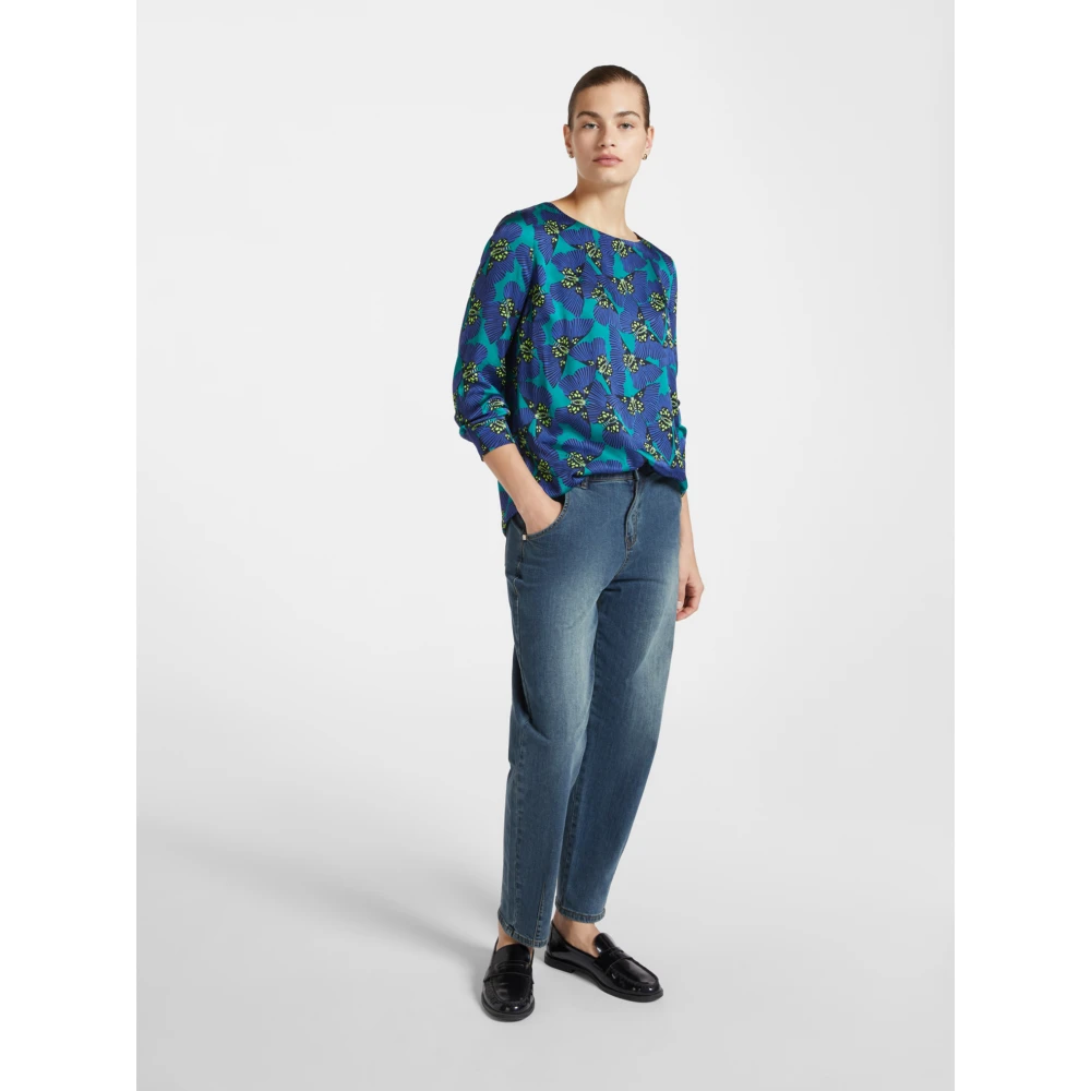Elena Mirò Bedrukte blouse Blue Dames