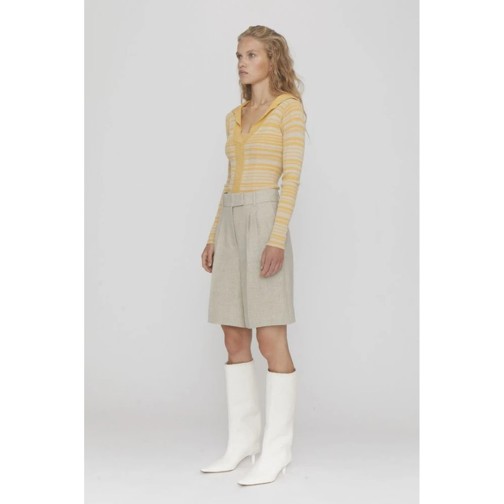 Remain Birger Christensen Beige Linnen Bermuda Shorts Set Beige Dames