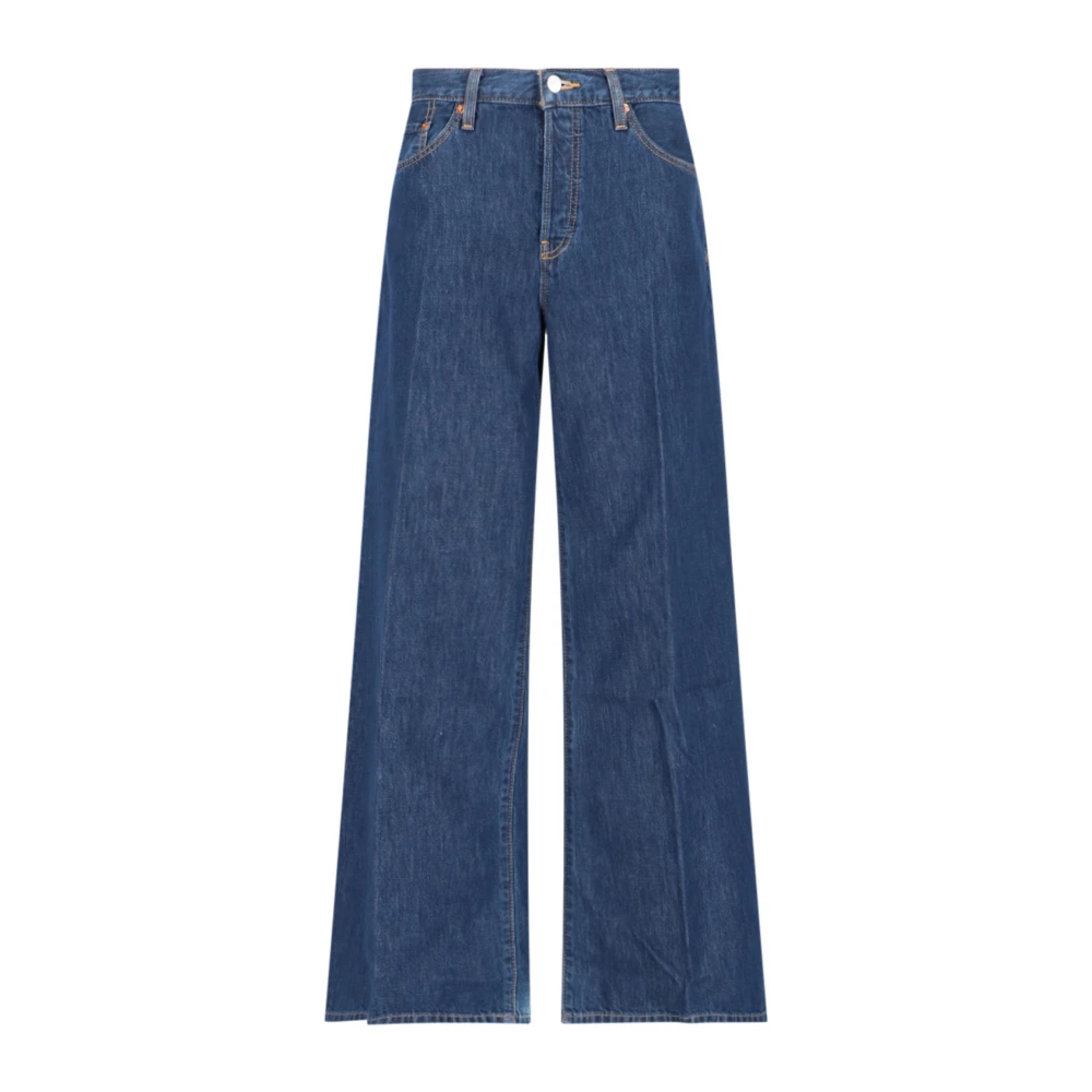 Re Done Palazzo Denim Jeans met Logo Patch Blue Dames