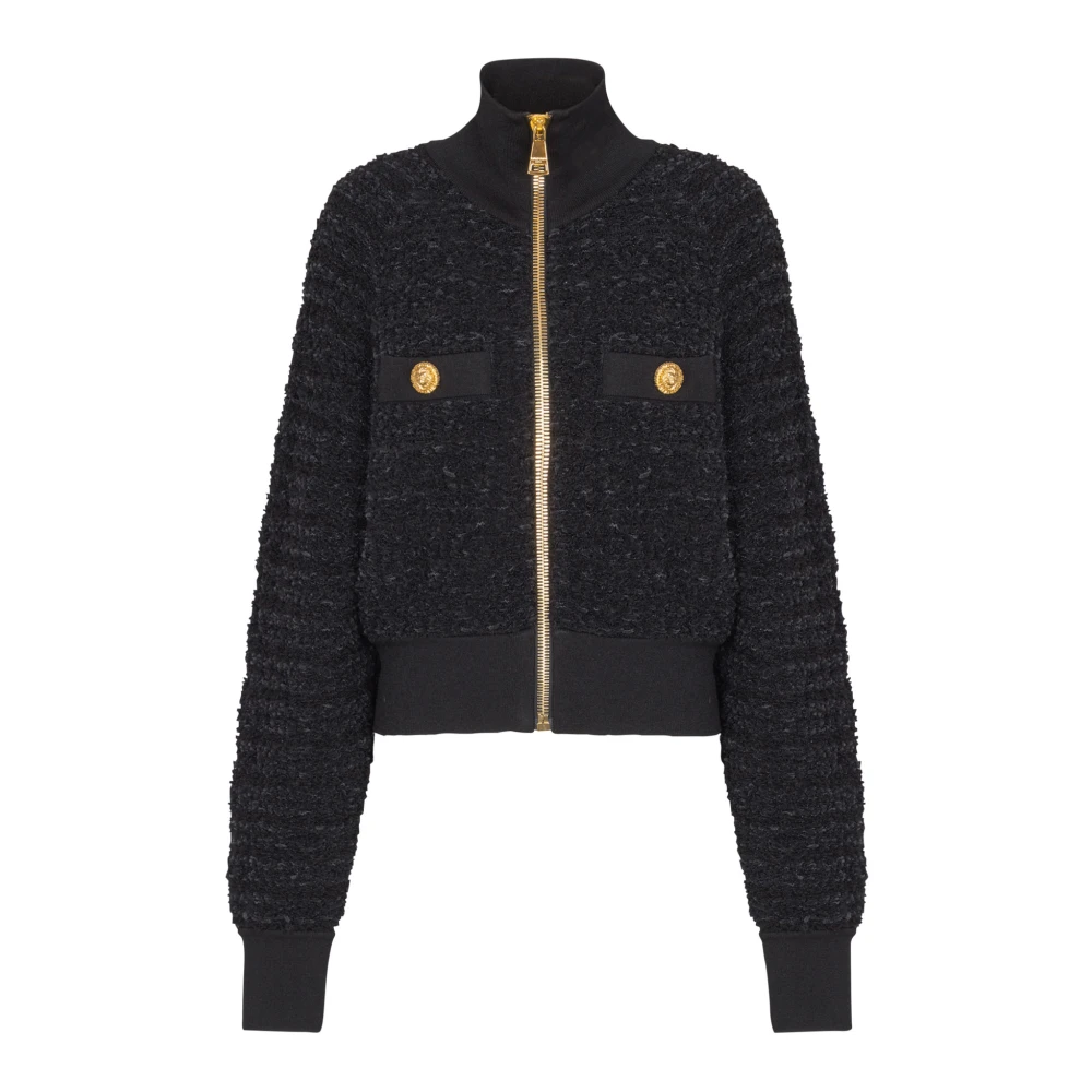 Balmain Black Tweed Bomber Jacket - Female - Tweed Jackets - S - Jackets