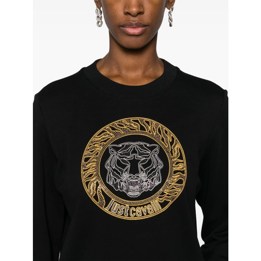 Just Cavalli Zwarte Sweatshirt Aw24 Dameskleding Black Dames