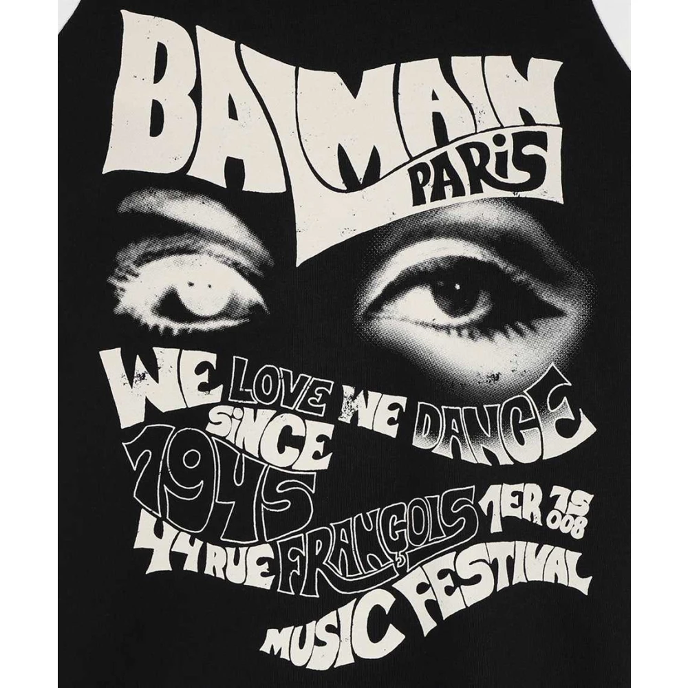 Balmain Maxi Print Katoenen Hoodie Black Heren