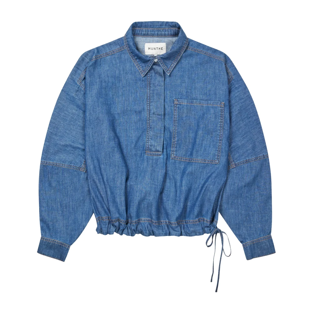 Munthe Denim Blouse met Tailleband Blue Dames