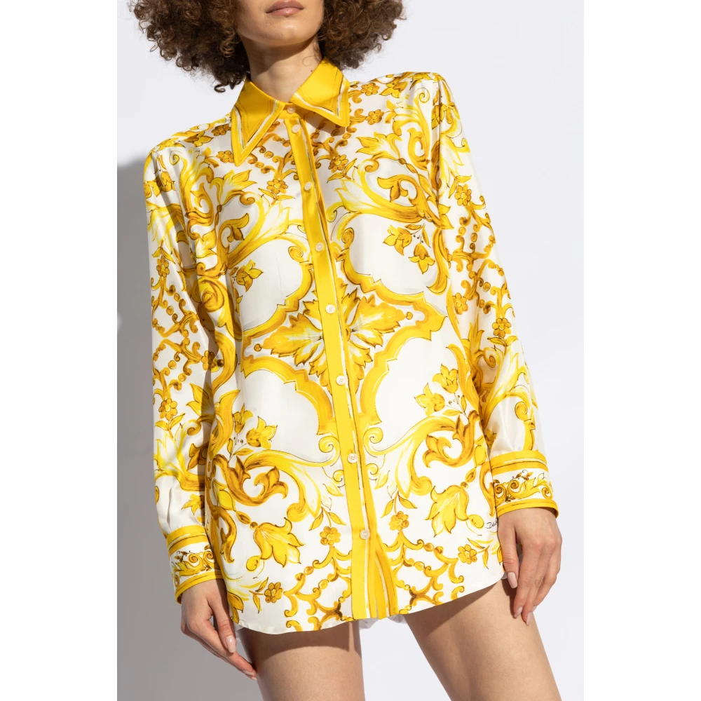 Dolce & Gabbana Shirt met 'Majolica' print Yellow Dames