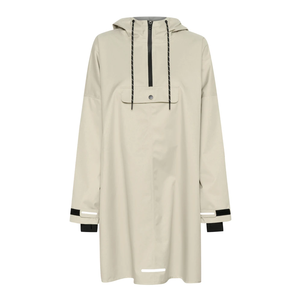 Cream Oversized Anorak Veergrijze Jas Beige Dames