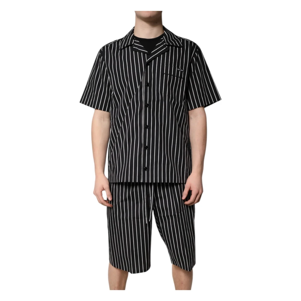 Dolce & Gabbana Men's Black Pyjamas, Xs, Stripes Cotton Pajama Set