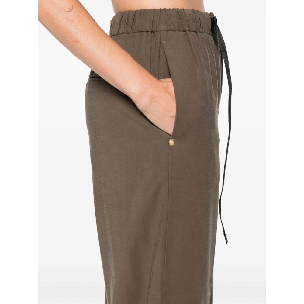 White Sand Hoge Taille Wijde Pijp Broek Brown Dames