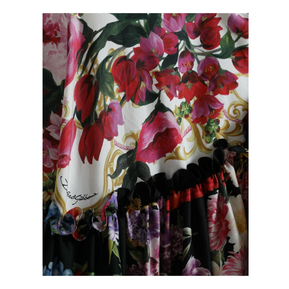 Dolce & Gabbana Multicolor Bloemenprint Zijden Maxi Jurk Multicolor Dames