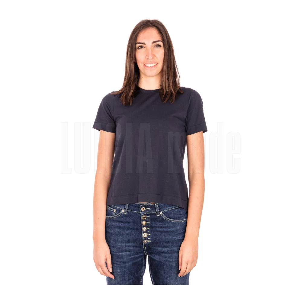 Alpha Studio Jersey Kraag Korte Mouw Top Blue Dames