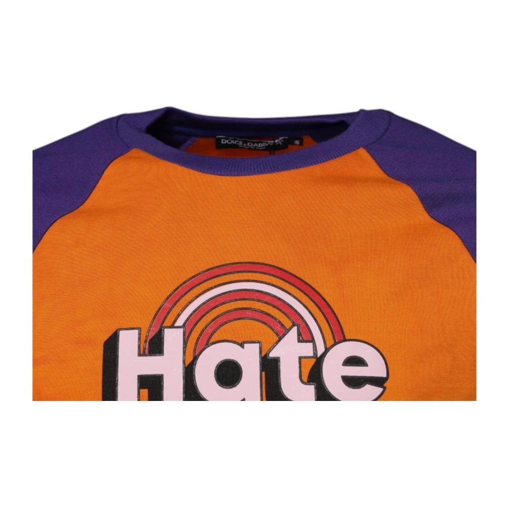 Dolce & Gabbana Grafische Print Crew Neck T-shirt Orange Heren