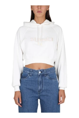 Broderad logotyp Cropped Hoodie