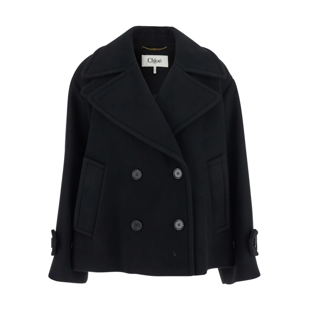 Chloé Women's Black Double-Breasted Wool Blend Jacket