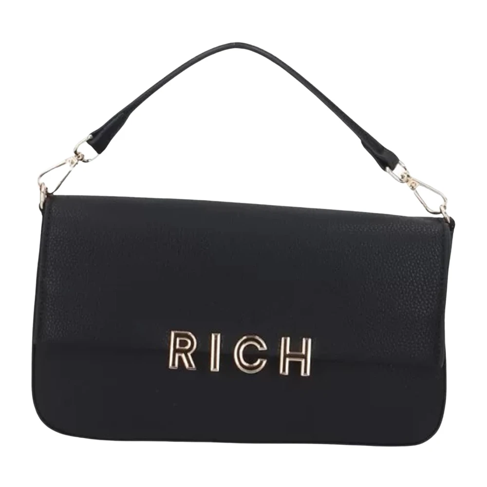 John Richmond Zwarte schoudertas met gouden logo Black Dames