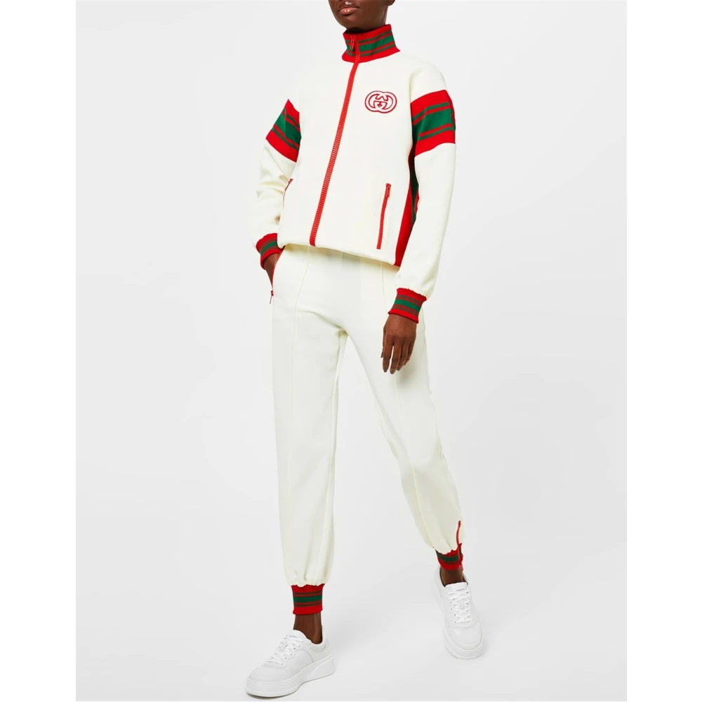 Gucci Logo Zip-Up Track Jacket Almond White Dames