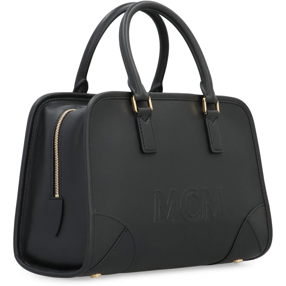 MCM Boston Leren Handtas Black Dames