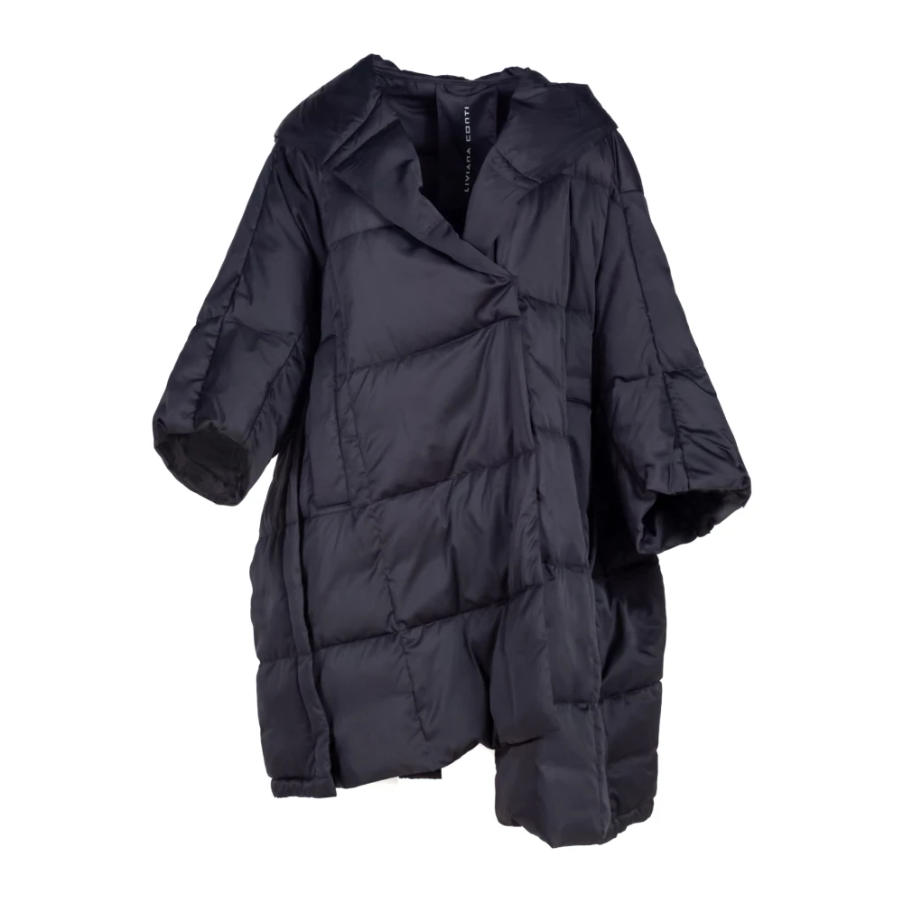 Liviana Conti Gewatteerde Puffer Cape Jas in Zwart Black Dames