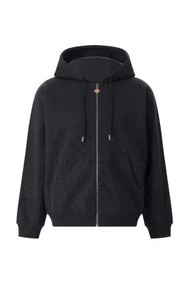 Crystal Monogram Zip-Up Hoodie