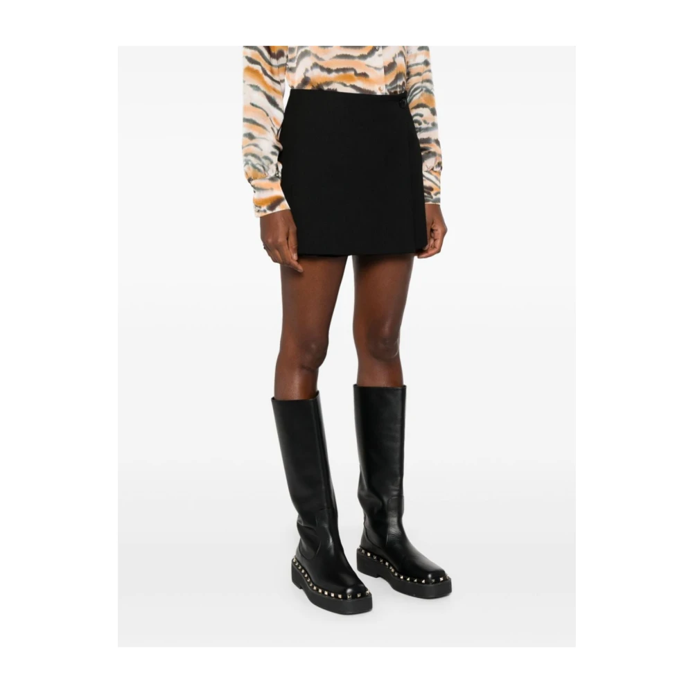 Twinset Zwarte Twill Shorts met Gouden Logo Black Dames