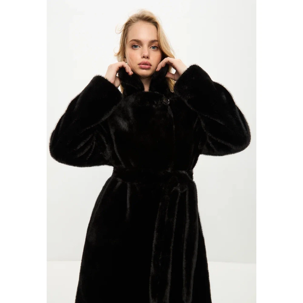 Cesare Gaspari Luxe Nep Bontjas Freya Zwart Black Dames
