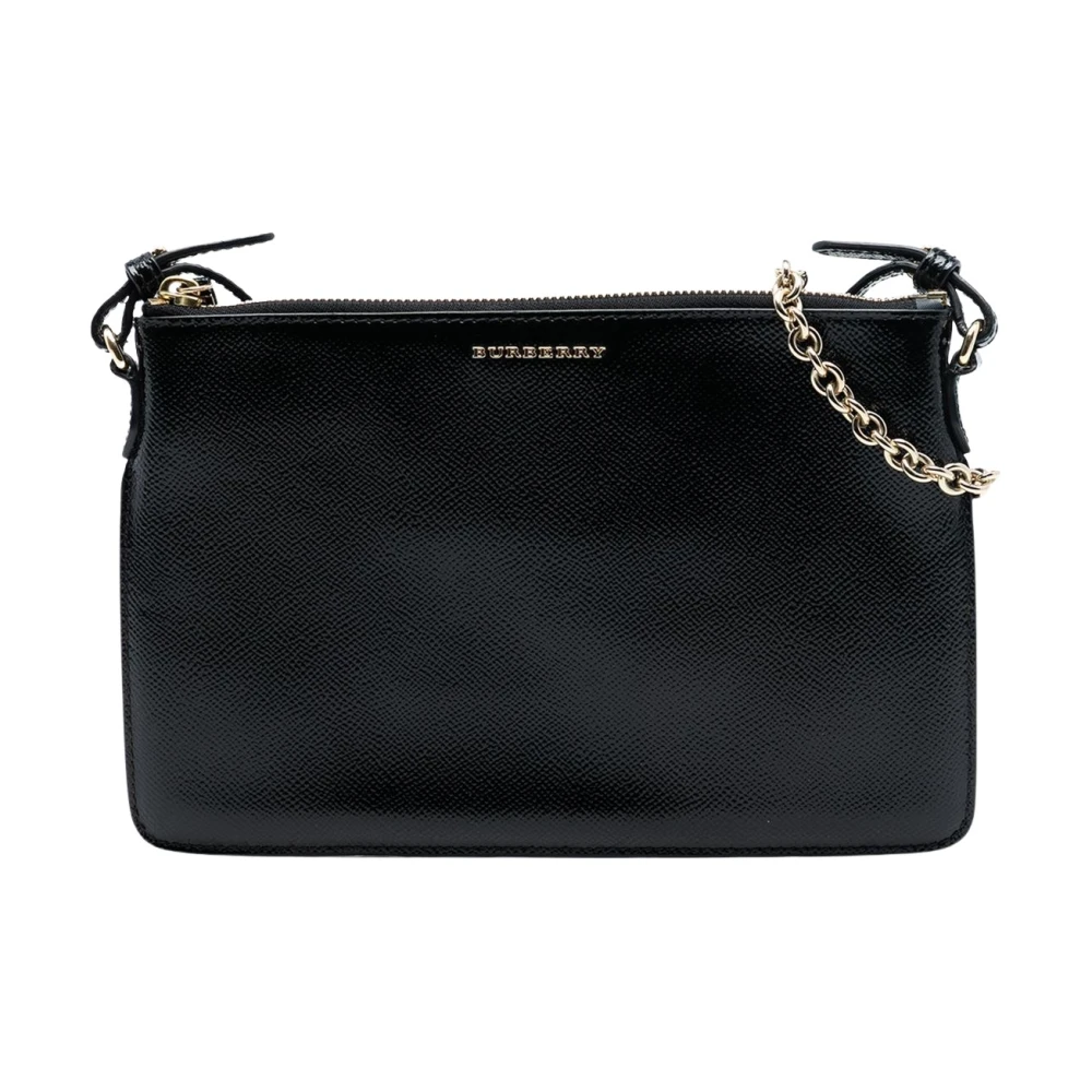 Burberry Vintage Women's Black Vintage Cross Body Bags, One Size, Pre-Owned Vintage Leather Chain Pouch