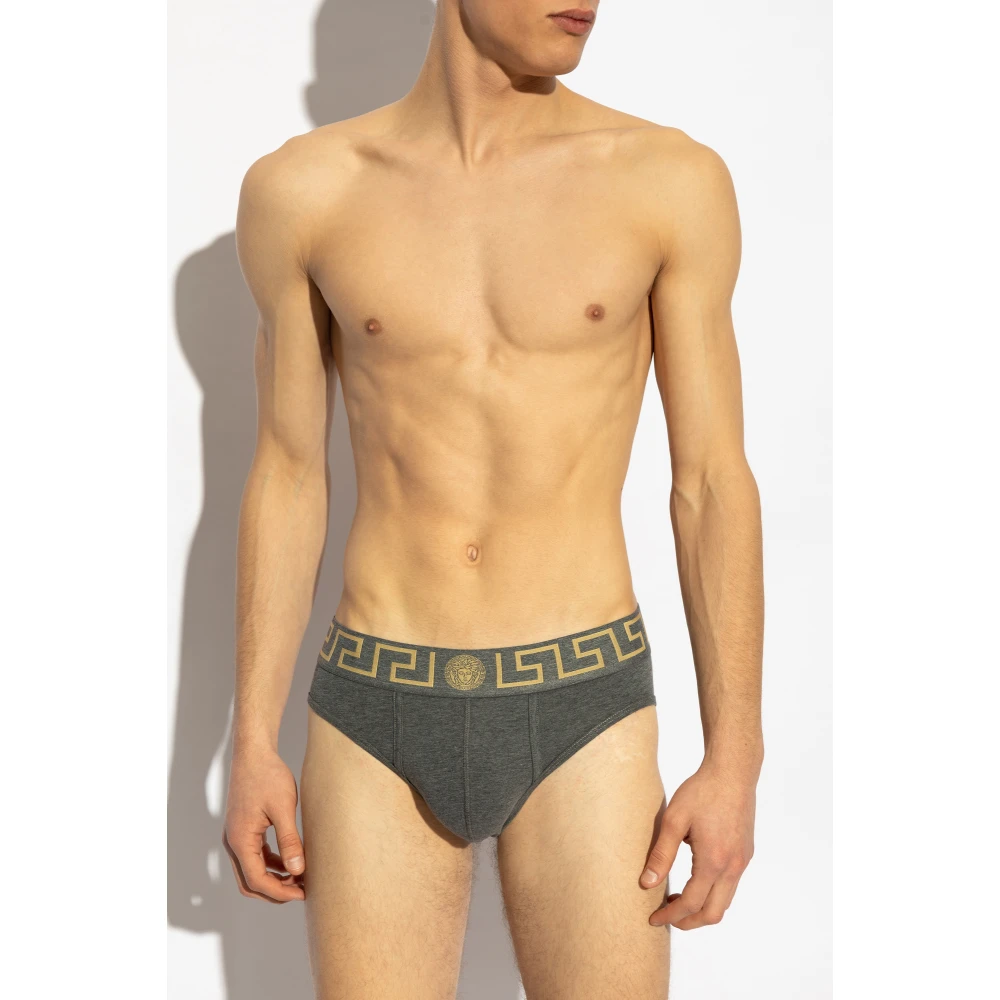 Versace Katoenen slips Gray Heren