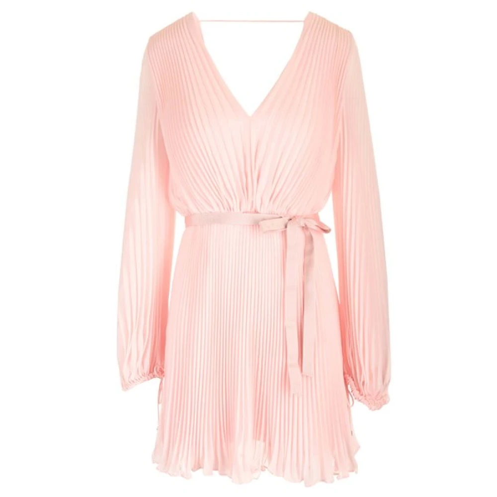 Max Mara Roze Chiffon Mini Jurk met V-Hals Pink Dames