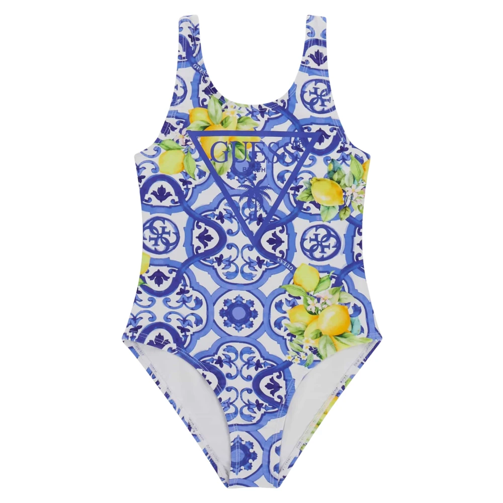 Guess Girls Blue Amalfi Coast Print Swimsuit - Kids Swimsuits - 6 Y - Kids