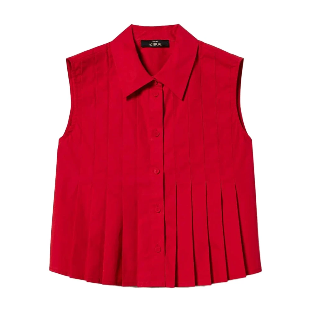 Twinset Rode Mouwloze Klassieke Kraag Shirt Red Dames